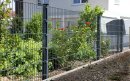 Doppelstabmattenzaun Set 1,43m 27,5m l 11 Matten - 12 Pfosten Zum Aufd&uuml;beln mit Kurzpfosten - mit angeschwei&szlig;ter Fu&szlig;platte 120x120mm &amp; Bolzenanker  8/6/8 Mit Va-Schmetterlingshalter Anthrazit