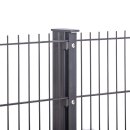 Doppelstabmattenzaun Set 1,83m 27,5m l 11 Matten - 12 Pfosten Zum Aufd&uuml;beln mit Kurzpfosten - mit angeschwei&szlig;ter Fu&szlig;platte 120x120mm &amp; Bolzenanker  8/6/8 Mit Va-Schmetterlingshalter Anthrazit