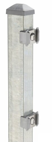 Zaunpfosten für 0,63 m Zaunhöhe Zink  ( inkl. 3 Schrauben, 3 Druckplatten & Pfostenkappe )
