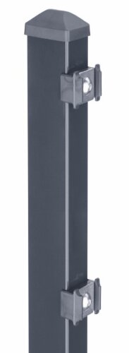 Zaunpfosten für 0,83 m Zaunhöhe Anthrazit  ( inkl. 3 Schrauben, 3 Druckplatten & Pfostenkappe )