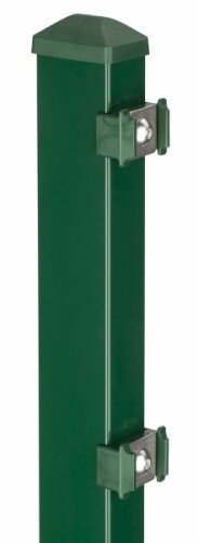 Zaunpfosten für 2,03 m Zaunhöhe Moosgrün ( inkl. 5 Schrauben, 5 Druckplatten & Pfostenkappe )