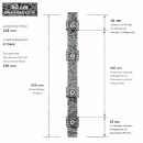 Pfosten Aufsatz f&uuml;r Zaunerh&ouml;hung 600mm Anthrazit (7016) Mit Va-Klemmhalter