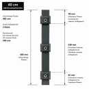 Pfosten Aufsatz f&uuml;r Zaunerh&ouml;hung 600mm Anthrazit (7016) Mit Va-Schmetterlingshalter